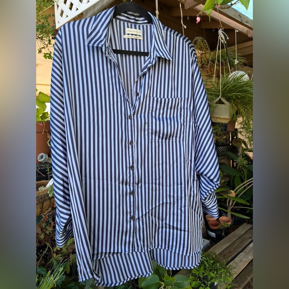 Blue pinstripe button up